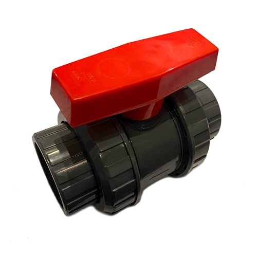 PVC-U Kugelhahn 40mm Budget Serie zum kleben mit 2 Überwurfmuttern & 2 Klebemuffen in DN40 von VMC