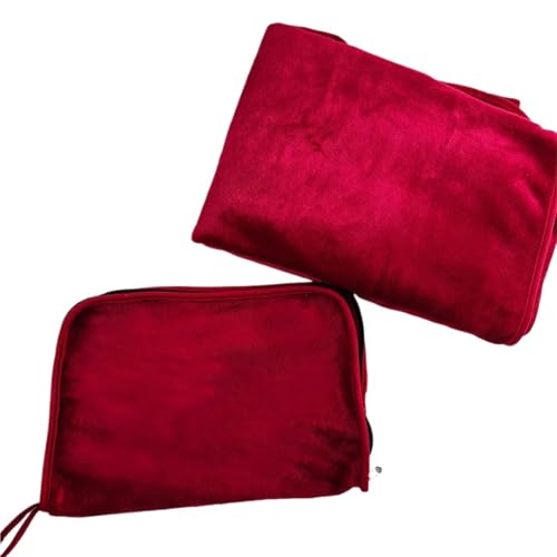 VMDVBNA kühlende Decke Klimaanlage Multifunktionale Reiseaufbewahrung Doppelseitige Samtdecke Tragbare Flugzeugdecke Decke(Red) von VMDVBNA