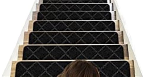 VMDVBNA stufenmatten Stufenmatte mit quadratischem Muster, klebstofffrei, selbstklebend und rutschfest. Haushaltsschlafsäle, Schlafsäle AR(Black,76x20CMx10PCS) von VMDVBNA