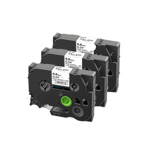 VMHPMLGV 1 3 6 10 PCs HSE-231 HSE-221 Wärmeschrinkrohr-Etikett-Klebeband kompatibel mit HSE-2111 HSE-611 HSE-621 HSE-631 Kompatibel mit Etikettiermaschine(3PK Black on White) von VMHPMLGV