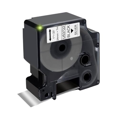 VMHPMLGV 1 Zoll 53718 kompatibles D1 -Etikettenband 24mm Schwarz auf Weiß Arbeiten mit 53713 53710 S0720920 53716 S0720960 53717 Kompatibel mit Etikettendrucker wie 450D 500Ts(24 Black on Silvery) von VMHPMLGV