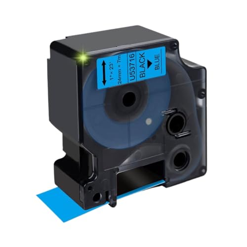 VMHPMLGV 1 Zoll 53718 kompatibles D1 -Etikettenband 24mm Schwarz auf Weiß Arbeiten mit 53713 53710 S0720920 53716 S0720960 53717 Kompatibel mit Etikettendrucker wie 450D 500Ts(24mm Black on Blue) von VMHPMLGV