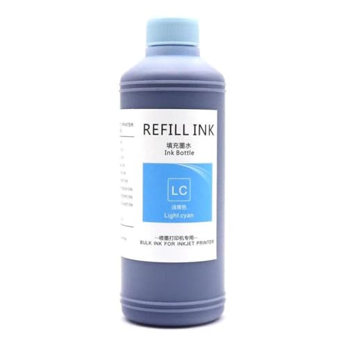 VMHPMLGV 1000 ml nachfüllbare Pigmenttinte 70 kompatibel mit DesignJet Z5400 Z5200 Z2100 Z3100 Z3200 Drucker 70 Farbe Tinte Kompatibel mit Großformatdrucke(1000ml-Light Cyan) von VMHPMLGV