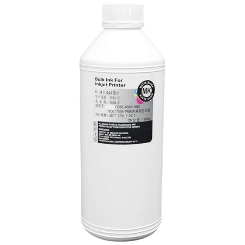 VMHPMLGV 1000ml Farbstofftinte kompatibel mit Surecolor T3200 T5200 T7200 T3270 T5270 T7270 T6941 T6942 T6943 T6944 T6945 T3000 T5000 T7000 -Treiber -Tinten -Tintenversorgung(1000ML-Dye-MBK) von VMHPMLGV