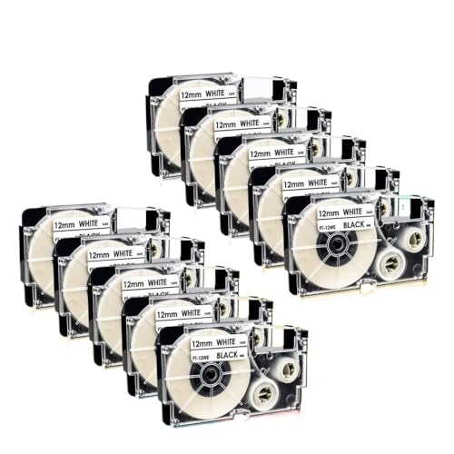 VMHPMLGV 10PK XR-12WE 12mm Labelbandkapitibel mit XR 12WE XR12WE Ribbon Black auf Weiß Arbeiten mit KL-60 KL-120 KL-820 Label Maker VMHPMLGV 10PK XR-12WE 12mm Labelbandkapitibel mit XR 12WE XR12WE Ribbon Black auf Weiß Arbeiten mit KL-60 KL-120 KL-820 Label Maker von VMHPMLGV