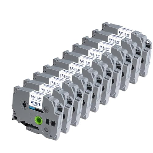 VMHPMLGV 10pcs 12 mm Eisen auf Stoffbändern rot auf weißer kompatibel mit FA3R TZ -Etikettdruckerband Kompatibel mit PT -Etikettdrucker(Blue on White) von VMHPMLGV