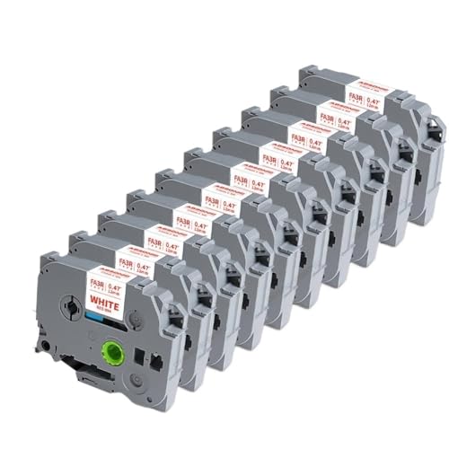 VMHPMLGV 10pcs 12 mm Eisen auf Stoffbändern rot auf weißer kompatibel mit FA3R TZ -Etikettdruckerband Kompatibel mit PT -Etikettdrucker(Red on White) von VMHPMLGV