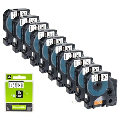 VMHPMLGV 10pcs 18051 18052 Kompatible Wärmeschrinkrohr -Etikettband Kompatibel mit 4200 5000 5200 Etikettdrucker Arbeiten mit 18051 18052 Modellen(10PK Black on White) von VMHPMLGV