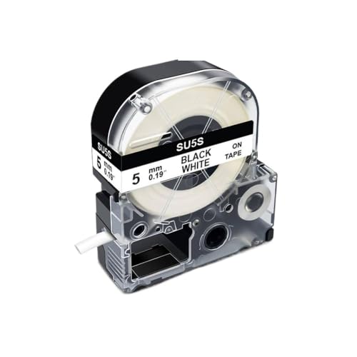 VMHPMLGV 10pk SU5S SU5Y SU11S SU11Y Heat SRINK Robes Schwarz auf weißes Klebeband kompatibel mit Etikettenhersteller ähnlich wie LA-4WBA5 LW-300 400(1Pcs-White) von VMHPMLGV