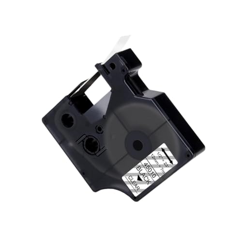 VMHPMLGV 12 mm schwarz auf weißes Etikettband 45013 kompatibel mit LabelManager 160 280 D1 45013 45018 Etikettspatrone Kompatibel mit Etikettiererhersteller(Black on Clear) von VMHPMLGV