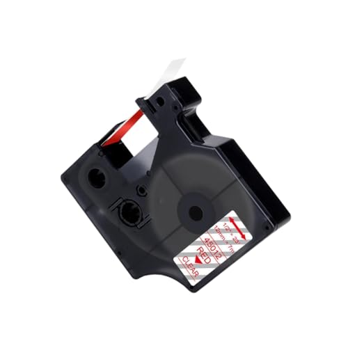 VMHPMLGV 12 mm schwarz auf weißes Etikettband 45013 kompatibel mit LabelManager 160 280 D1 45013 45018 Etikettspatrone Kompatibel mit Etikettiererhersteller(Red on Clear) von VMHPMLGV