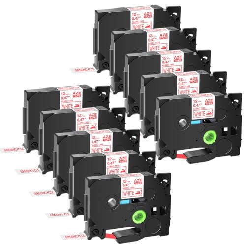 VMHPMLGV 12mm 3/4/5/10pk FA231 FOLFE BAMME BAPES PASSIBLER mit TZ Tze-FA231 TZE-FA3 Tze-FA3R Kompatibel mit PT-D200-Etikettdrucker(10PK Red on White) von VMHPMLGV