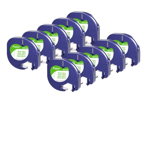 VMHPMLGV 12mm 5-20pk kompatibles Etikettenhersteller-Klebeband 4m Kompatibel mit LT100H LT-100T 91200 91201 Multicolor-Kunststoffpapierklebebandarbeiten mit Etikettendruckern(10PK Paper White) von VMHPMLGV