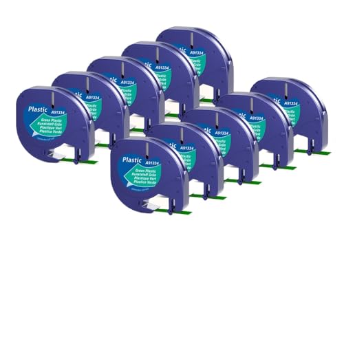 VMHPMLGV 12mm 5-20pk kompatibles Etikettenhersteller-Klebeband 4m Kompatibel mit LT100H LT-100T 91200 91201 Multicolor-Kunststoffpapierklebebandarbeiten mit Etikettendruckern(10PK Plastic Green) von VMHPMLGV
