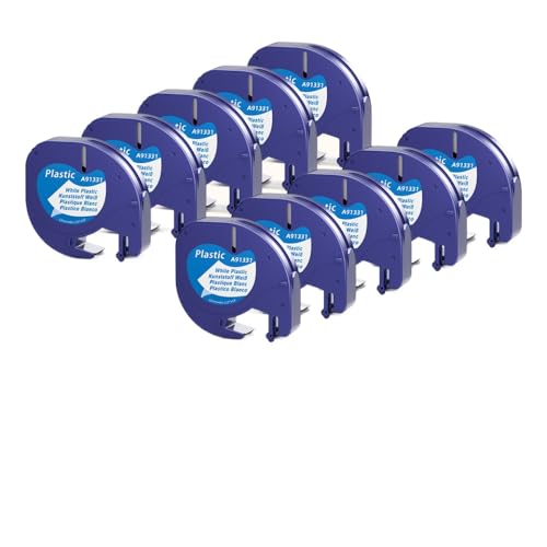 VMHPMLGV 12mm 5-20pk kompatibles Etikettenhersteller-Klebeband 4m Kompatibel mit LT100H LT-100T 91200 91201 Multicolor-Kunststoffpapierklebebandarbeiten mit Etikettendruckern(10PK Plastic White) von VMHPMLGV