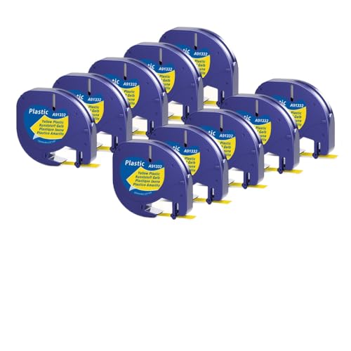 VMHPMLGV 12mm 5-20pk kompatibles Etikettenhersteller-Klebeband 4m Kompatibel mit LT100H LT-100T 91200 91201 Multicolor-Kunststoffpapierklebebandarbeiten mit Etikettendruckern(10PK Plastic Yellow) von VMHPMLGV