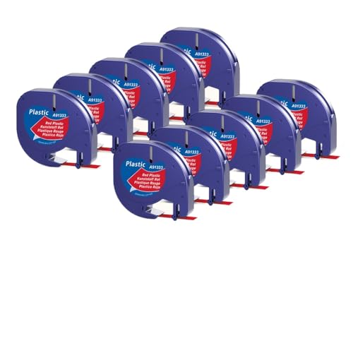 VMHPMLGV 12mm 5-20pk kompatibles Etikettenhersteller-Klebeband 4m Kompatibel mit LT100H LT-100T 91200 91201 Multicolor-Kunststoffpapierklebebandarbeiten mit Etikettendruckern(10PK Plastic red) von VMHPMLGV
