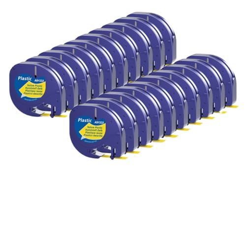 VMHPMLGV 12mm 5-20pk kompatibles Etikettenhersteller-Klebeband 4m Kompatibel mit LT100H LT-100T 91200 91201 Multicolor-Kunststoffpapierklebebandarbeiten mit Etikettendruckern(20PK Plastic Yellow) von VMHPMLGV