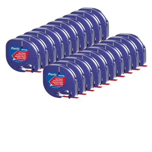VMHPMLGV 12mm 5-20pk kompatibles Etikettenhersteller-Klebeband 4m Kompatibel mit LT100H LT-100T 91200 91201 Multicolor-Kunststoffpapierklebebandarbeiten mit Etikettendruckern(20PK Plastic red) von VMHPMLGV