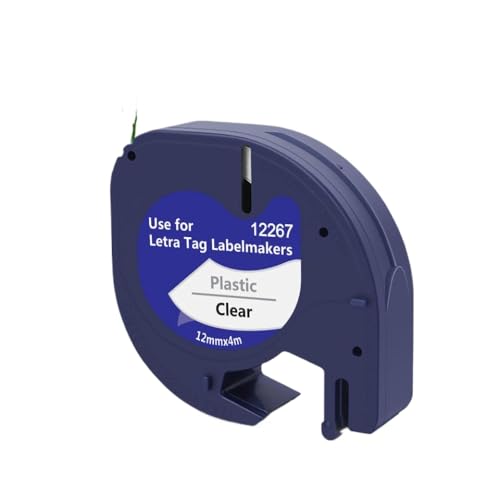 VMHPMLGV 12mm Kunststoff -Etikett -Klebeband schwarz auf weiß kompatibel mit 200b LT100H Label Maker 91201 91331 91221(Black on Clear) von VMHPMLGV