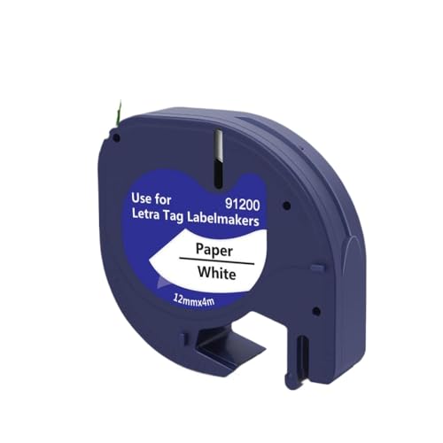 VMHPMLGV 12mm Kunststoff -Etikett -Klebeband schwarz auf weiß kompatibel mit 200b LT100H Label Maker 91201 91331 91221(Black on White 91200) von VMHPMLGV
