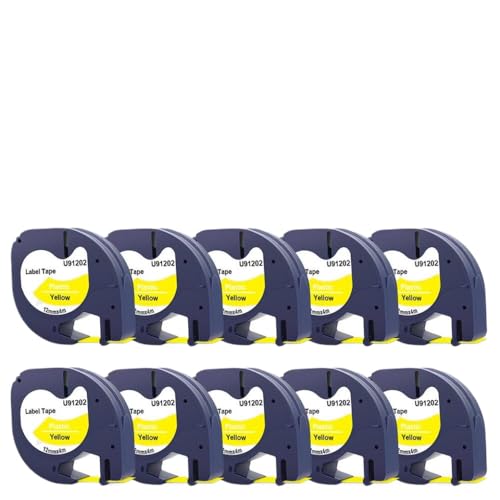 VMHPMLGV 12mm LT Tape 91201 12267 91200 Kompatibel mit Etikett 91202 91203 91204 91205 Arbeiten mit LT-100H-Labeller-kompatibler Etikettierungsmaschine(Black on Yellow) von VMHPMLGV
