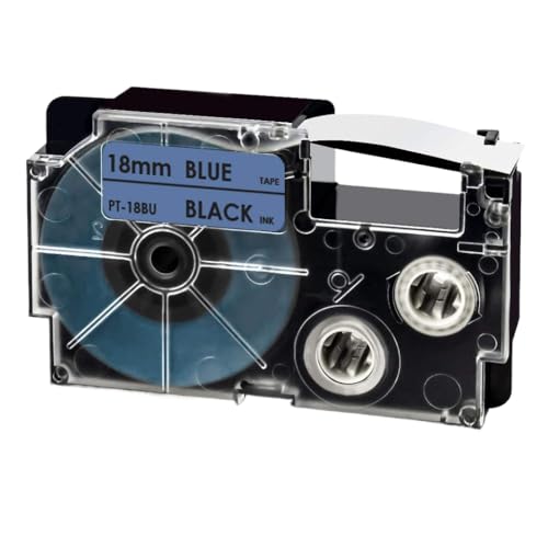 VMHPMLGV 18mm XR-18SR Schwarz auf Silberkompatible Etikett Klebebandkleber Kompatibel mit Etikettendrucker KL120 KL300 KL780 KL820 und andere kompatible Modelle(Black on Blue) von VMHPMLGV