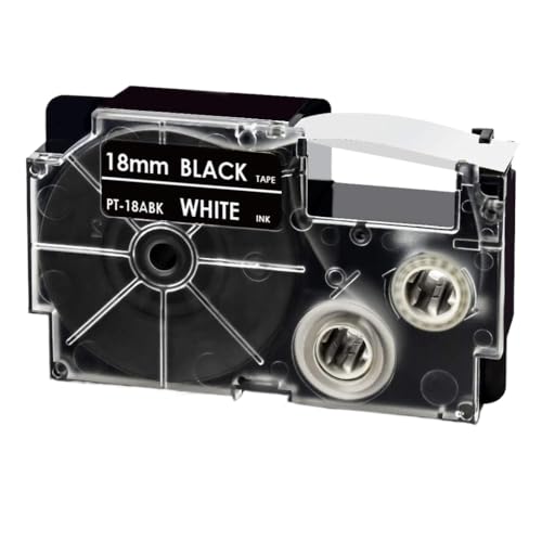 VMHPMLGV 18mm XR-18SR Schwarz auf Silberkompatible Etikett Klebebandkleber Kompatibel mit Etikettendrucker KL120 KL300 KL780 KL820 und andere kompatible Modelle(White on Black) von VMHPMLGV