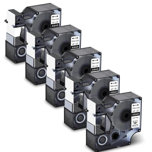VMHPMLGV 19mm 5 Pack IND -Labels 18445 Labelband Schwarz auf White Works mit 4200 5200 ILP 219 kompatible Etikettendrucker von VMHPMLGV