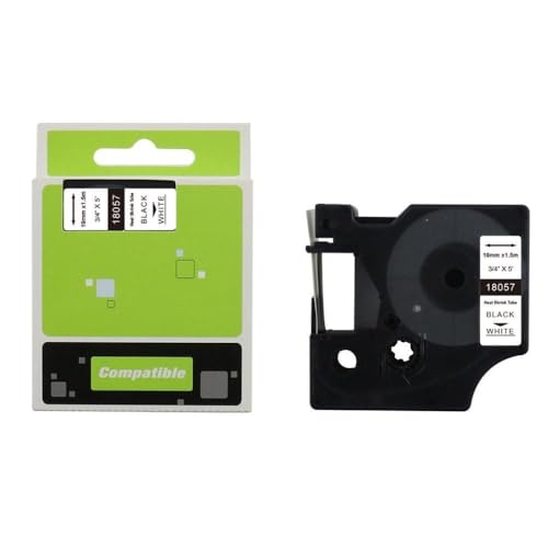 VMHPMLGV 1PCS 6-24 mm schwarz auf weißer Hitze Schrumpfrohrklebeband 18051 18052 18053 18054 18055 18056 kompatibel mit Etikettendruckermodellen 4200 5000 5200(19MM Black on White) von VMHPMLGV