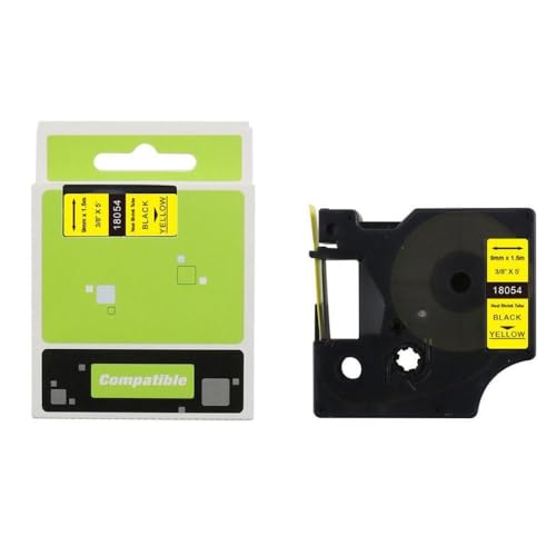 VMHPMLGV 1PCS 6-24 mm schwarz auf weißer Hitze Schrumpfrohrklebeband 18051 18052 18053 18054 18055 18056 kompatibel mit Etikettendruckermodellen 4200 5000 5200(9MM Black on Yellow) von VMHPMLGV