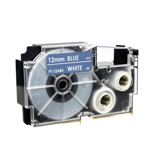 VMHPMLGV 1PCS Label Tape XR12WE XR12WECOMPATIBLE MIT KL120 KL60 KL820 KL780 LABEMAKER Labeller Tave Kompatibel mit Kabel(White on Blue) von VMHPMLGV