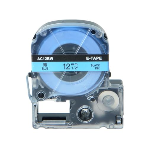 VMHPMLGV 1PK 5PK Standard Labels Tape funktioniert mit labelworks kompatiblen Etikettenpatronen schwarz auf Weiß 12mm 26ft(1PK Black on Blue) von VMHPMLGV