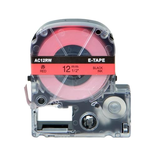 VMHPMLGV 1PK 5PK Standard Labels Tape funktioniert mit labelworks kompatiblen Etikettenpatronen schwarz auf Weiß 12mm 26ft(1PK Black on Red) von VMHPMLGV