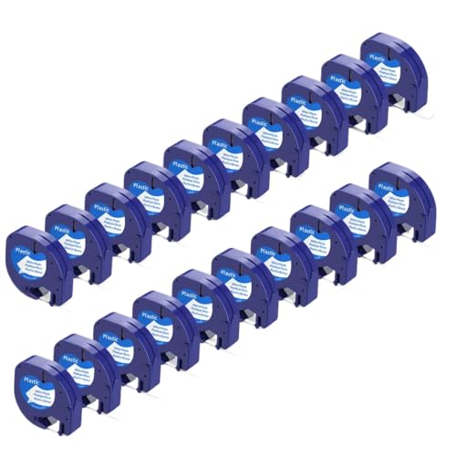VMHPMLGV 20pk schwarz auf grün 91334 91204 kompatible Patrone 12mm Plastik-Etikett-Klebeband Arbeiten mit LT-100H 200b QX50 Etikettdrucker(20PK Black on White) von VMHPMLGV