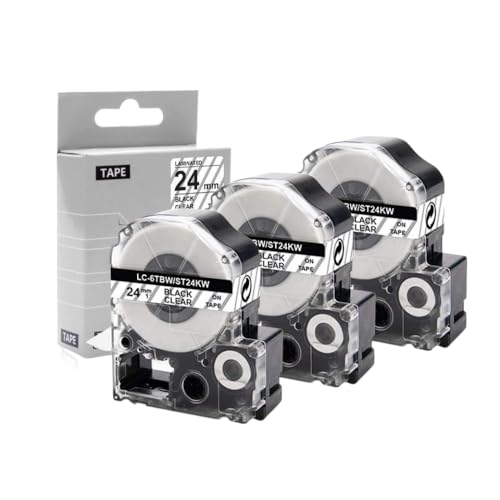 VMHPMLGV 24-mm-Klebeband ST24KW LC6TBN Schwarz auf Clear Label Maker Tape kompatibel mit LW-700 LW-900P LW-Z710 Druckern VMHPMLGV 24-mm-Klebeband ST24KW LC6TBN Schwarz auf Clear Label Maker Tape kompatibel mit LW-700 LW-900P LW-Z710 Druckern von VMHPMLGV