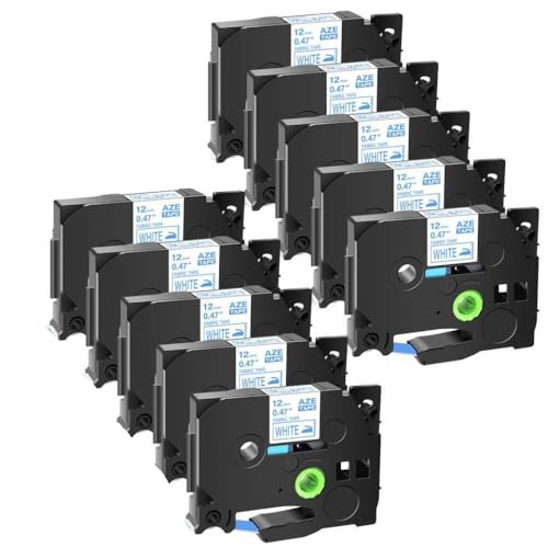 VMHPMLGV 3-10pcs Stoffbänder 12 mm schwarz auf weiß kompatibel mit TZ TZE FA231 FA3 FA3R-Klebeband Kompatibel mit Etikettendrucker(10PK Blue on White) von VMHPMLGV