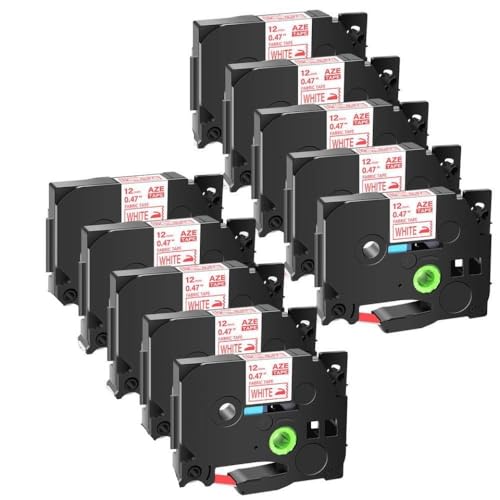 VMHPMLGV 3-10pcs Stoffbänder 12 mm schwarz auf weiß kompatibel mit TZ TZE FA231 FA3 FA3R-Klebeband Kompatibel mit Etikettendrucker(10PK Red on White) von VMHPMLGV