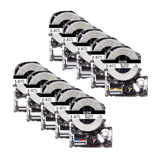 VMHPMLGV 3pk SU3 5W Etikett Klebeband 3 5mm x 2 5 m schwarz auf weiße Wärmeschreinrohrbänder funktioniert mit LW 300 400 kompatible Etikettendrucker VMHPMLGV 3pk SU3 5W Etikett Klebeband 3 5mm x 2 5 m schwarz auf weiße Wärmeschreinrohrbänder funktioniert mit LW 300 400 kompatible Etikettendrucker von VMHPMLGV