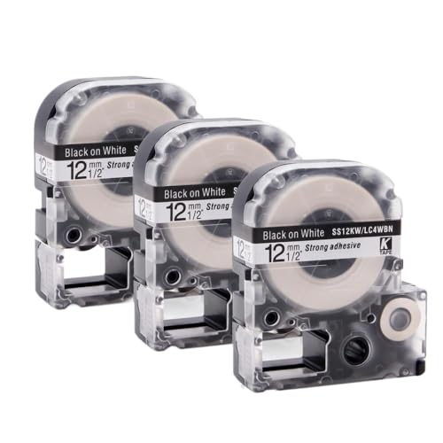 VMHPMLGV 3pk schwarz auf weißem SS12KW Label Tape 12mm 4WBN kompatibel mit dem Label-Hersteller LW-300 LW-400 LW-500 LW-600P LW-700 und ähnlichen Modellen VMHPMLGV 3pk schwarz auf weißem SS12KW Label Tape 12mm 4WBN kompatibel mit dem Label-Hersteller LW-300 LW-400 LW-500 LW-600P LW-700 und ähnlichen Modellen von VMHPMLGV