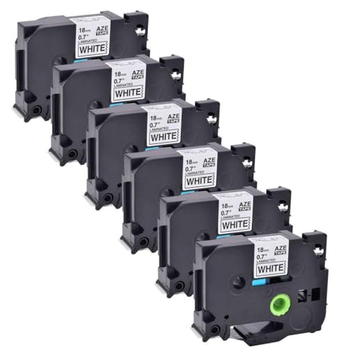 VMHPMLGV 4 5 6 10 PCs 18 mm schwarz auf weißes Band Etikett Klebeband kompatibel mit TZ 241 Beschriftungsdruckerersatz Kompatibel mit TZ 241 Drucker(6 Pcs) von VMHPMLGV