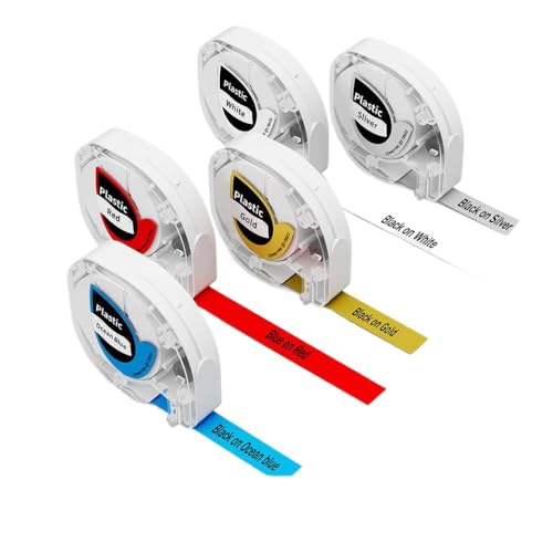 VMHPMLGV 5 Pack 12mm-Etiketten kompatibel mit P12 Labelband LT-100H LT-110T XR-Etikett 12mm x 4m Kunststoffband(5 Mixed Colors) von VMHPMLGV
