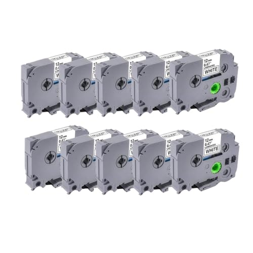 VMHPMLGV 5 bis 10pk 12mm Tze-231 Labelbandkapitibel mit PS100E Wireless tragbarer Etikettdrucker Tzefx231 Industrial Label Maker arbeitet mit Tze231-Bändern.(10PK TZE231 BK on WT) von VMHPMLGV