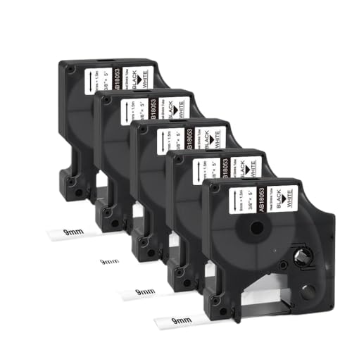VMHPMLGV 5pcs Wärmeschrinkrohr Etikett 18051 18053 18055 18054 6mm 9mm 12 mm kompatibel mit 5200 5000 4200 Druckerband(5PK-18053-9mm) von VMHPMLGV