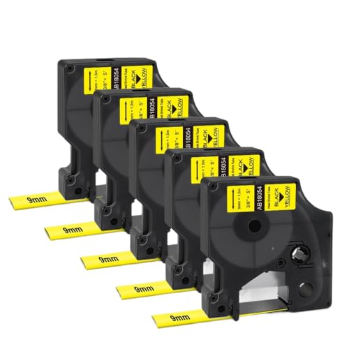 VMHPMLGV 5pcs Wärmeschrinkrohr Etikett 18051 18053 18055 18054 6mm 9mm 12 mm kompatibel mit 5200 5000 4200 Druckerband(5PK-18054-9mm) von VMHPMLGV