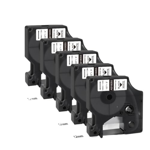 VMHPMLGV 5pcs Wärmeschrinkrohr Etikett 18051 18053 18055 18054 6mm 9mm 12 mm kompatibel mit 5200 5000 4200 Druckerband(5PK-18055-12mm) von VMHPMLGV
