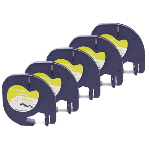 VMHPMLGV 5pk Multi -Color 12mm schwarz auf weißes Kunststoff -Etikettband LT 91201 91202 91203 91204 91205 kompatibel mit Etikettendrucker(5pack 91201) von VMHPMLGV