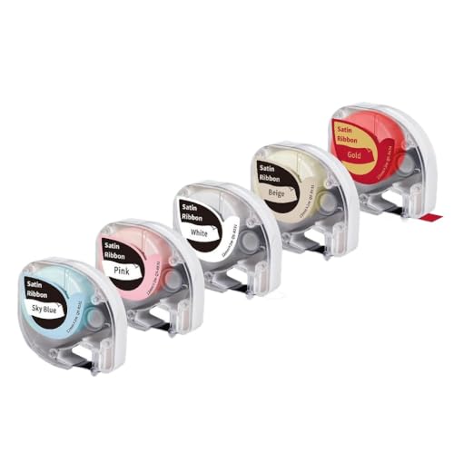 VMHPMLGV 91331 91201 91222 91202 kompatible Kunststoff-Etikettenklebebandpatrone 12 mm Kompatibel mit LT-100H-Etikettierer 200b QX50 und ähnliche Etikettendrucker(5PK Satin Ribbon) von VMHPMLGV