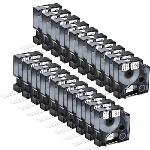 VMHPMLGV A18483 Industriefestes Abstrich-Etikett-Klebeband kompatibel mit 18482 Schwarz auf weißem permanentem Polyesterband in 3 5 8 10 Pack erhältlich(20PK Black on White) von VMHPMLGV