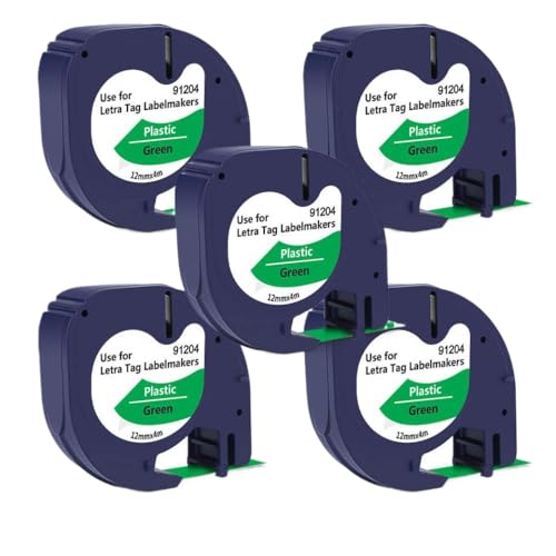 VMHPMLGV ABSONIC 3~5PK 12267 12 mm Kunststoff LT -Etikett Klebeband schwarz auf klar kompatibel mit 16951 16952 Labeller(Black on Green) von VMHPMLGV